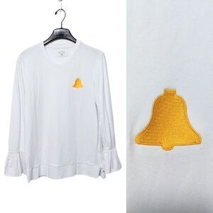 SOUTHCOTT Bamboo Embroidered Ruffle Sleeve Hem Top M